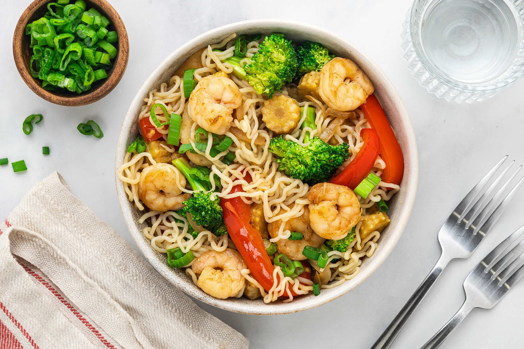Shrimp Stir Fry with Angel Hair Pasta