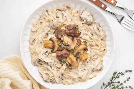 Creamy Low-Carb Steak and Mushroom Pasta