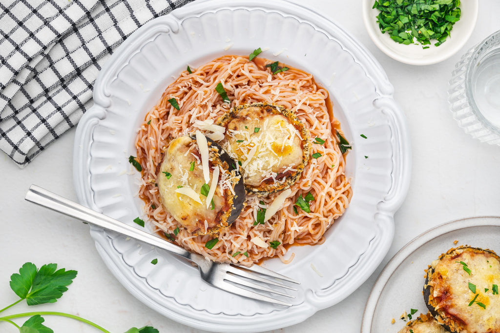 Eggplant Parmesan with Angel Hair